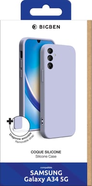 Samsung G A34 5G Funda de silicona + correa de mano a juego Lavanda Bigben