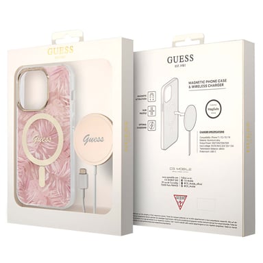 Cover in bundle per iPhone 14 Pro Max con motivo Jungle e Caricabatteria wireless MagSafe Qi