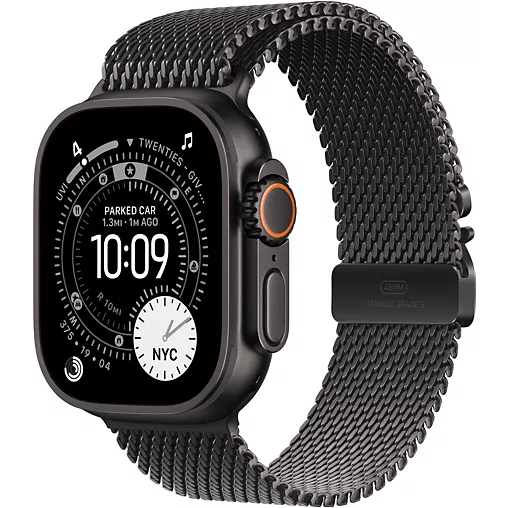Watch Ultra 3 (2025) GPS + 5G, Boitier de 49 mm en Titane Noir avec bracelet milanais en Titane Noir, L - Neuf