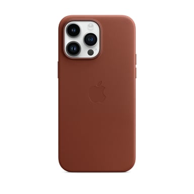 Coque en cuir avec MagSafe pour iPhone 14 Pro Max Marron