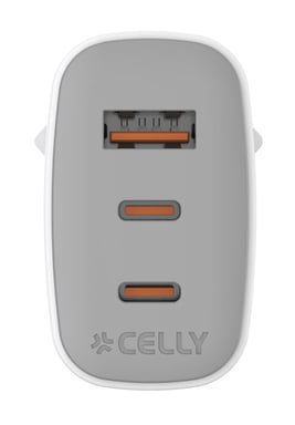 Celly UPTC1USB2USBC65 cargador de dispositivo móvil Smartphone, Tableta, Teléfono Blanco USB Interior