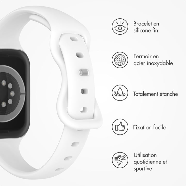 imoshion Bracelet slim en silicone pour Apple Watch | 38/40/41/42 mm - Blanc - Neuf