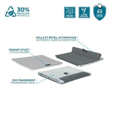 Custodia antishock per iPad 10.9'' 10th gen 2022 con copertina intelligente e porta-stilo