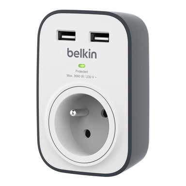 Protección contra sobretensiones Belkin BSV103CA Negro, blanco 1 salida(s) de CA