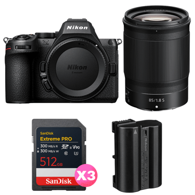 Appareil photo hybride Nikon Z5 II + 85mm f/1.8 S + 3 SanDisk 512GB Extreme PRO UHS-II + Nikon EN-EL15c + Ebook ''20 astuces pour des images qui claquent''