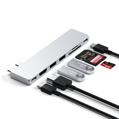 Satechi ST-HUCPHSS base para portátil y replicador de puertos Acoplamiento USB 3.2 Gen 2 (3.1 Gen 2) Type-C Plata