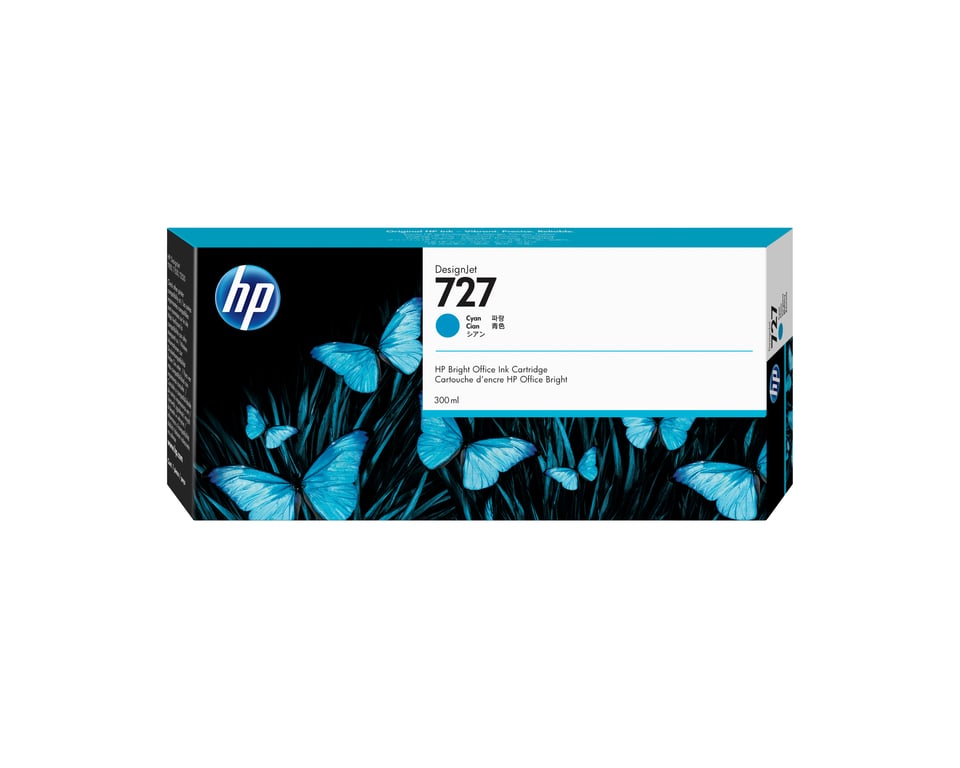HP 727 300 ml haute capacité cyan original DesignJet cartouche d'encre pour DesignJet T1500 T1530 T2500 T2530 T920 T930 Neuf - vue 2