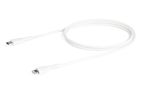 StarTech.com Cable Resistente USB-C a Lightning de 1 m Blanco - Cable de Sincronización y Carga USB Tipo C a Lightning con Fibra de Aramida Resistente