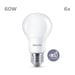 Pack de 6 bombillas LED Philips E27 60W, luz cálida