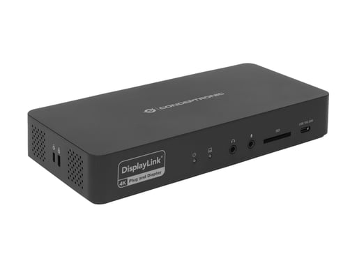 Conceptronic DONN31B base para portátil y replicador de puertos Alámbrico USB 3.2 Gen 2 (3.1 Gen 2) Type-C Negro