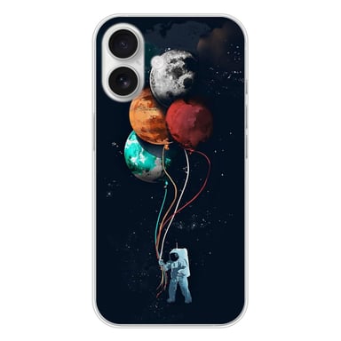 Coque en silicone - Compatible Apple iPhone 16 - design cosmonaute aux ballons