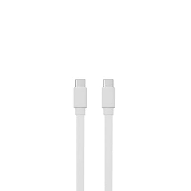 Cable plano USB-C macho/USB-C macho 2 m - Carga 60W (3A/20V) - USB 2.0 - blanco - sin enredos