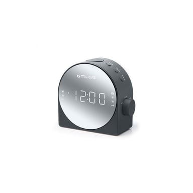 Réveil radio Muse M-186 CMR Gris, affichage LED blanc réglable, tuner FM/MW analogique, double alarme, double programmation, entrée audio 3,5 mm, snooze