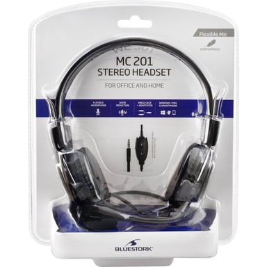 Bluestork MC-201 écouteur/casque Avec fil Arceau Bureau/Centre d'appels Noir, Argent - Neuf Noir - vue 3