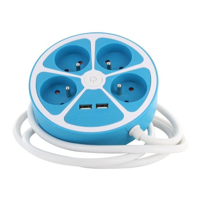 Multiprise design circulaire CHACON 4X16 A Cordon 1 5 Avec 2 USB A + Interrupteur - vue 2