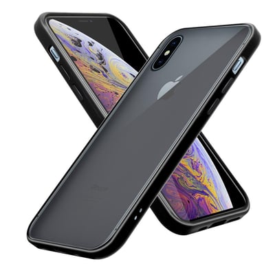 Coque pour Apple iPhone XS MAX en MAT NOIR Housse de protection Étui hybride avec intérieur en silicone TPU et dos en plastique mat