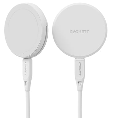 Cygnett ChargePuck Qi2.0 Auriculares, Smartphone Blanco USB Cargador inalámbrico Carga rápida Interior
