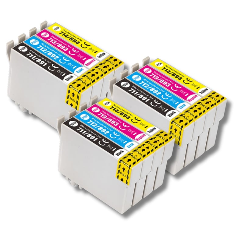 123CONSOMMABLES T0715 Pack pour Epson T0715 T0711 T0712 T713 T0714 Cartouches Compatible avec Epson Stylus SX218 SX400 SX510W SX515W DX7450 DX8450 8 / 4 Cyan / 4 / 4 Jaune Neuf - vue 7