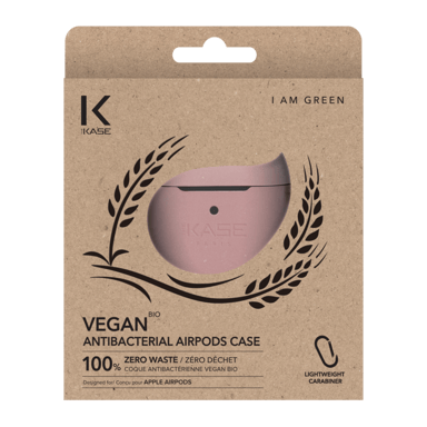 Coque antibactérienne vegan bio 100 % zéro déchet pour Apple AirPods, Rose rhubarbe