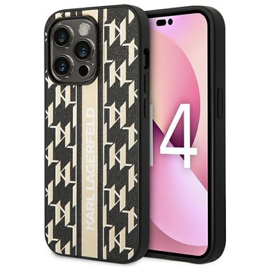 Custodia Karl Lagerfeld per iPhone 14 Pro 6.1'' marrone Monogram Stripe
