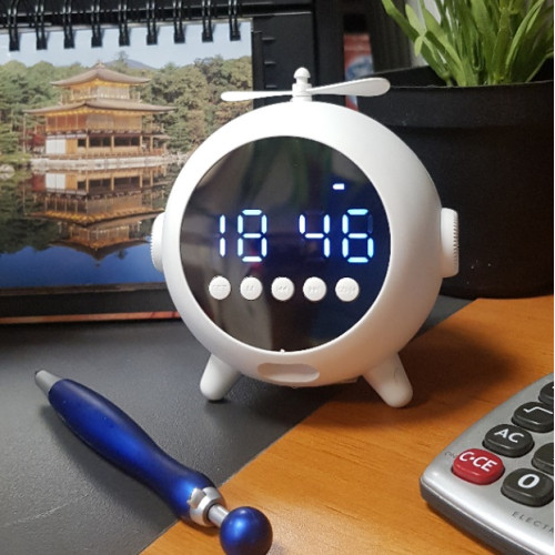Radio reloj de diseño HP Bluetooth Blanco Heliclock