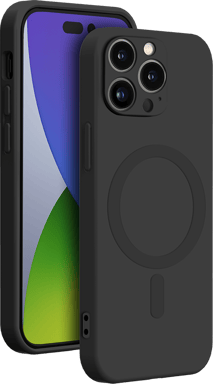 Coque Compatible MagSafe Silicone Noire pour iPhone 14 Pro Bigben