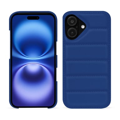Coque matelassée Apple iPhone 16 -  - Bleu - Cuir lisse