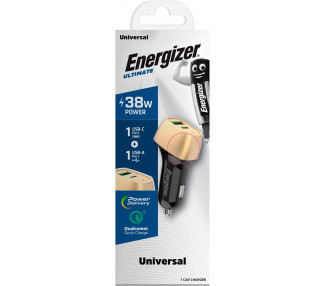 CARICABATTERIE PER AUTO ENERGIZER 38W PD QC3.0 ORO/NERO
