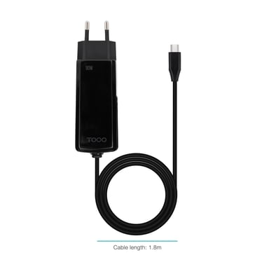 CARGADOR TOOQ PORTATIL GAN USB-C PD 90W CUBICO NEGRO
