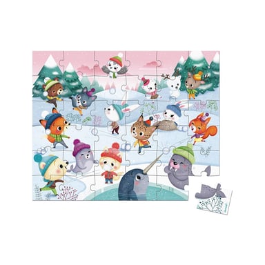 Puzzle de cartón de 36 piezas: Pelea de bolas de nieve con animales felices