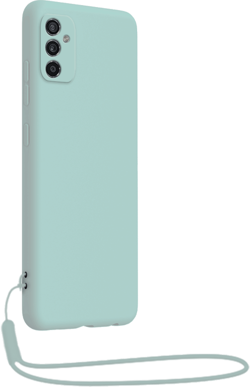 Coque Samsung G M52 5G Silicone + dragonne assortie Bleu ciel Bigben