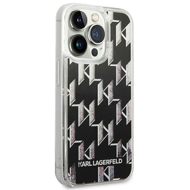 Custodia Karl Lagerfeld per iPhone 14 Pro 6,1'' nero Liquid Glitter Monogram
