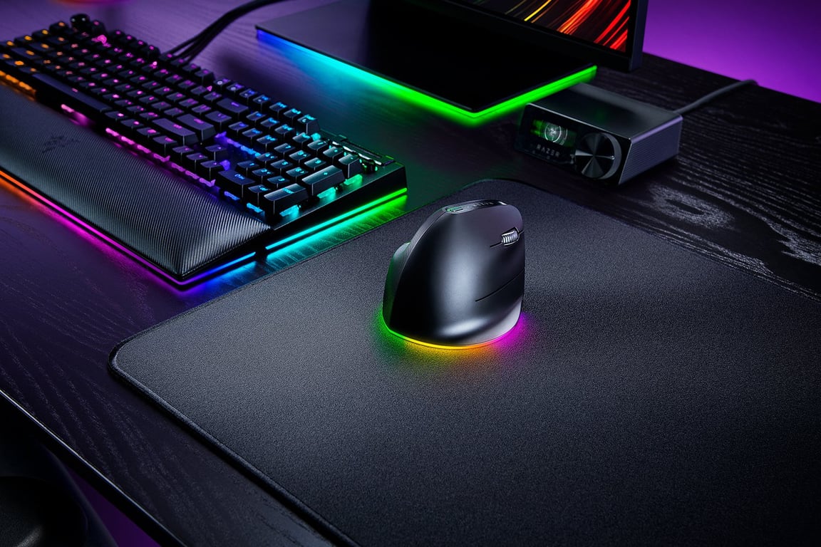 Razer Pro Click V2 Vertical souris Universel Droitier RF Wireless + Bluetooth + USB Type-C Optique 30000 DPI - Neuf