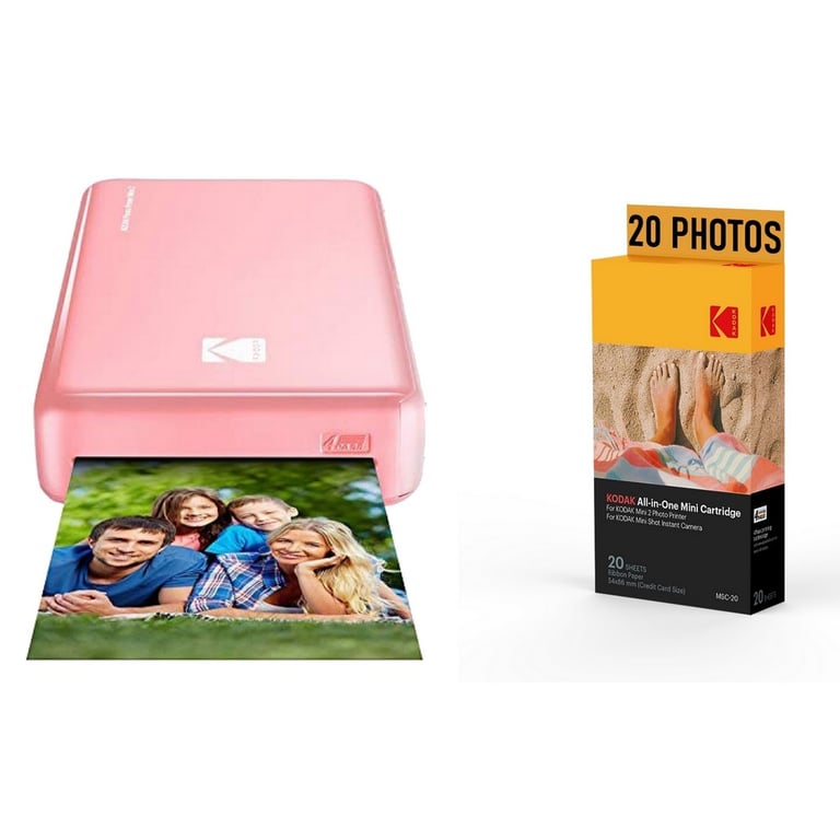 KODAK Pack Imprimante Photo Printer PM220 et cartouche MSC20 - Photos 5.4 * 8.6 cm, WIFI, Compatible avec iOS et Android - Rose - Neuf