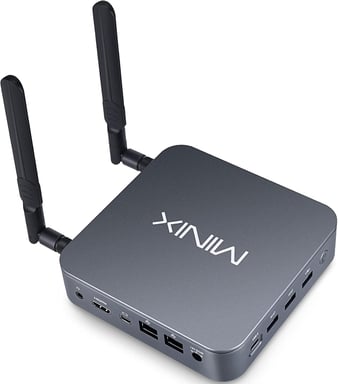 MINIX NEO J51-C8 Max Mini Computer Mini computer con 8 GB di RAM e 512 GB SSD M.2 PCIe NVMe, Windows 11 Pro, alluminio, WiFi 6, Dual LAN 2.5GB, USB-C, supporto per display triplo, 4K, accensione automatica.