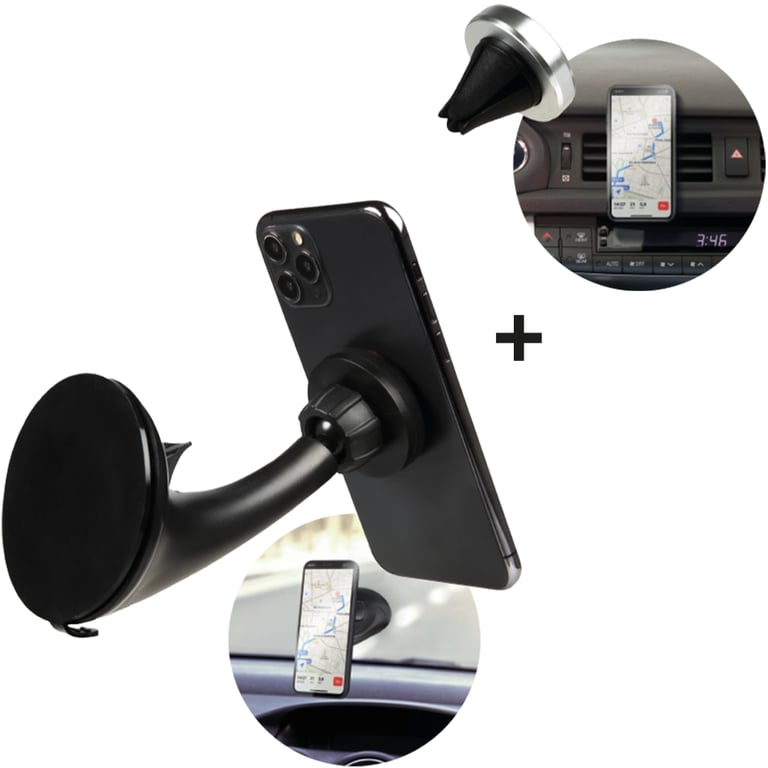 Support Voiture Aimanté 2 en 1 sur Pare brise + Ventilation 100% Plastique recyclé Bigben Neuf - vue 3