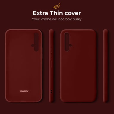 Moozy Minimalist Series Coque en silicone pour Huawei Nova 5T et Honor 20, Vin rouge – Finition mate fine et souple en TPU