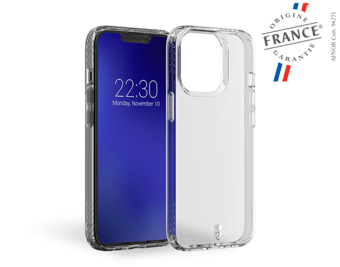 Funda reforzada PULSE Fabricada en Francia Garantía de por vida Transparente para iPhone 13 Pro Force Case