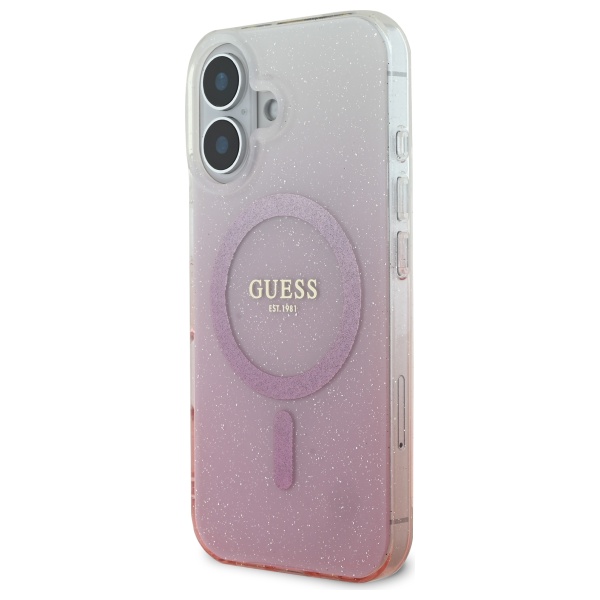 Coque pour iPhone 16 Guess IML Glitter Glitter Gradient MagSafe GUHMP16SHGRCELW - vue 2