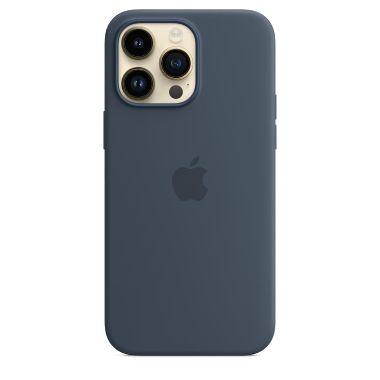 Coque en silicone avec MagSafe pour iPhone 14 Pro Max Bleu orage