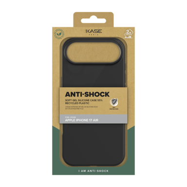 Custodia antiurto in morbido gel di silicone con il 55% di plastica riciclata per Apple iPhone 17 Air, Nero Satinato
