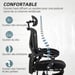 Roline Chaise de Bureau Ergonomique Inclinable Maille Noir Repose-Pied