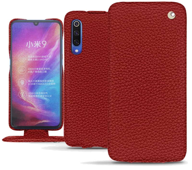 Housse cuir Xiaomi Mi 9 - Rabat verticalRouge