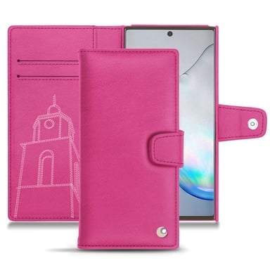 Funda de piel Samsung Galaxy Note10+ - Solapa billetera - Rosa - Piel lisa de primera calidad