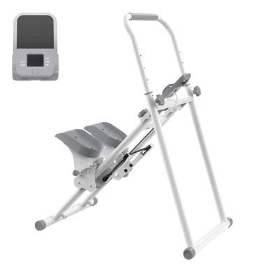 Formill QK7906 - Appareil de musculation vertical pliable avec guidon et pédales réglables sur 3 niveaux et écran LED - Blanc