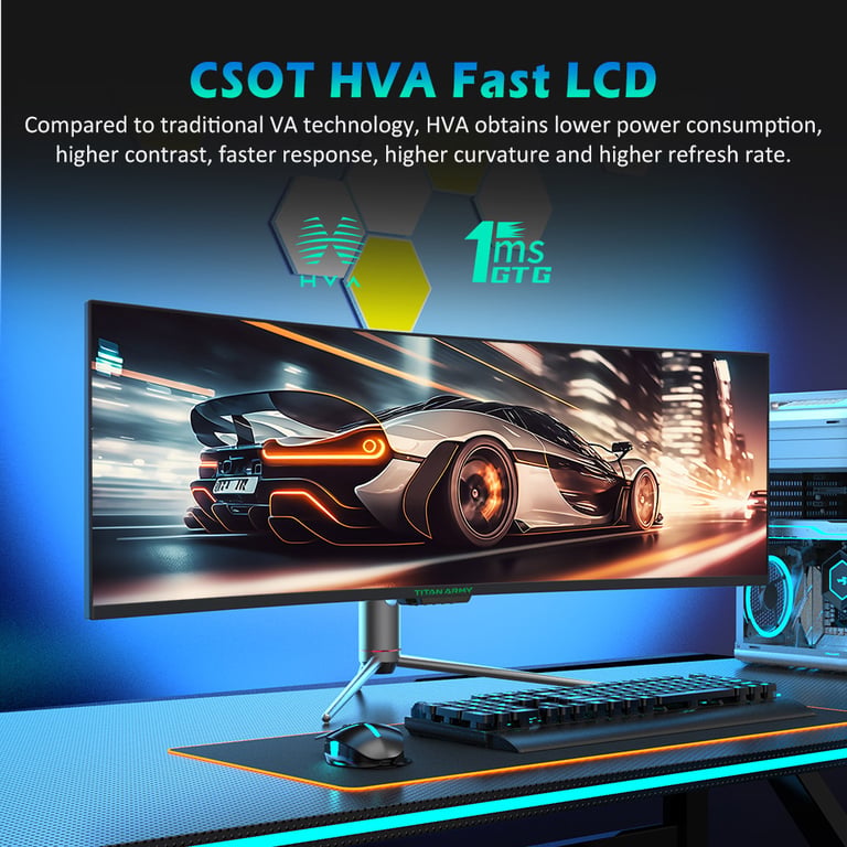 TITAN ARMY C49SHC Moniteur de jeu de 49 pouces 3840*1080 panneau CSOT HVA écran incurvé surdimensionné 32:9 taux de rafraîchissement élevé de 144Hz Smart PIPPBP écran partagé Adaptive Sync Neuf - vue 3