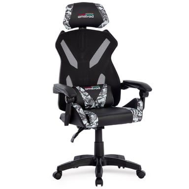 Amstrad AMS-SNIPER Fauteuil / Chaise / Siège Gamer noir & design camouflage - Tissu en maille respirante
