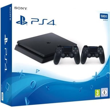 PS4 Slim 500 Go Black + Manette 2ème DualShock PS4 - noir