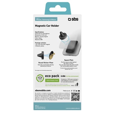 Support voiture magnétique mini SBS pour smartphones Noir