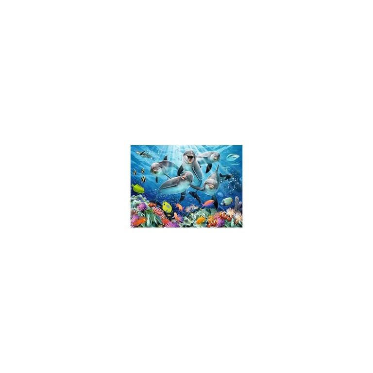Puzzle de 500 pièces : Dauphins majestueux sur un récif de corail - Neuf